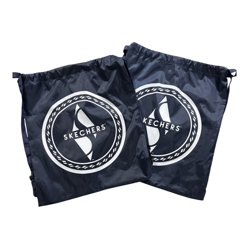 Skechers Nylon Drawstring Bag Backpack Gym Bag Navy Blue Lot Of 2 Shoe Dust Bag